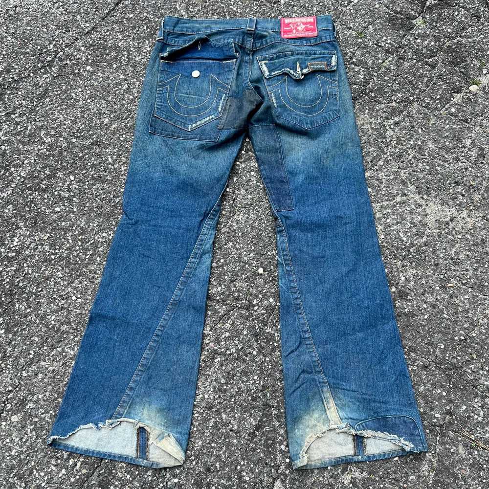 Vintage Y2K true religion denim blue crazy flare … - image 5