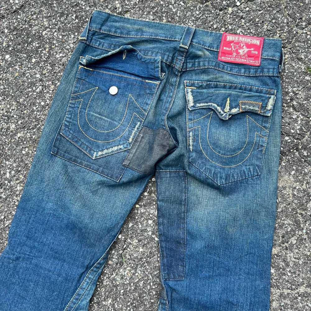 Vintage Y2K true religion denim blue crazy flare … - image 6