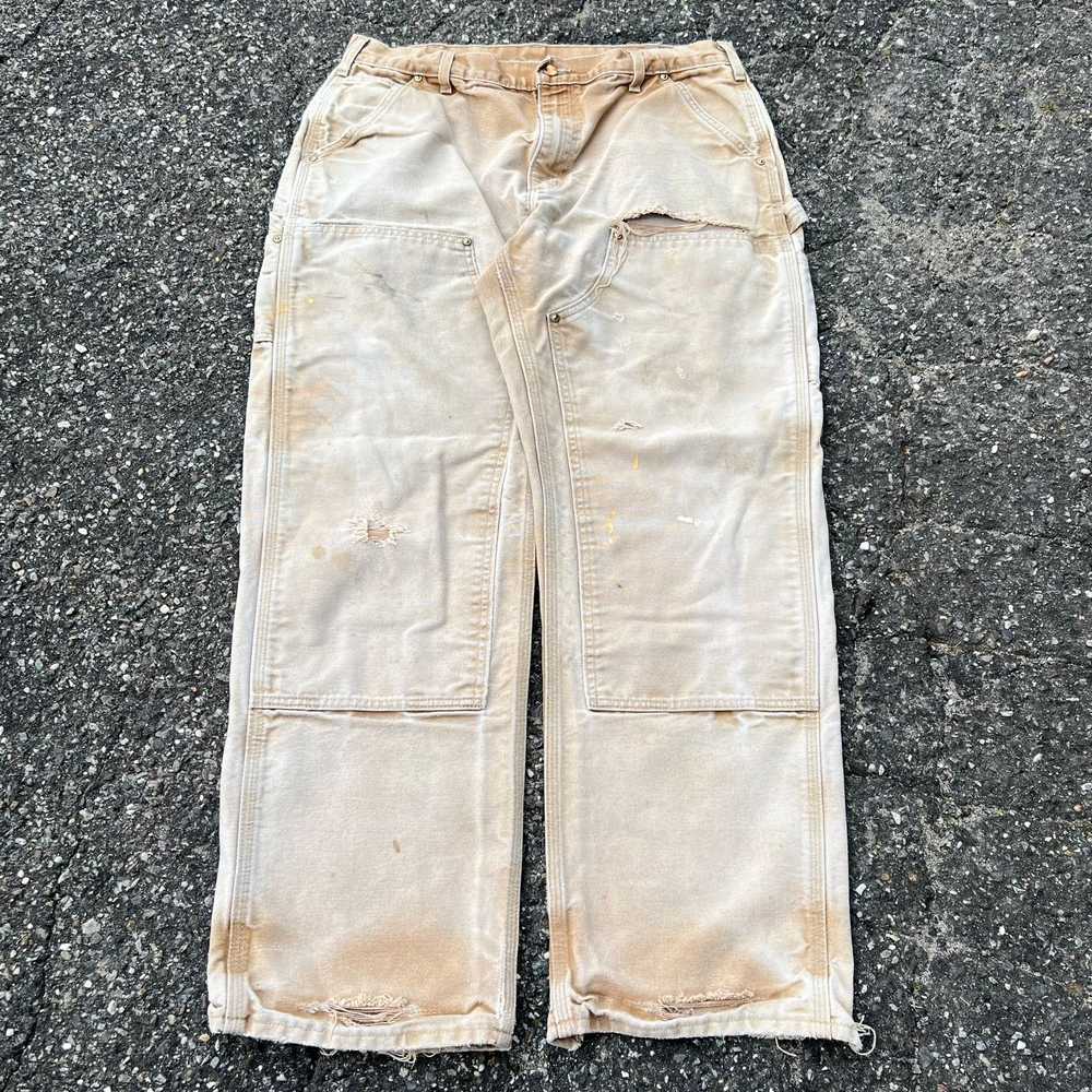 Vintage carhartt crazy faded brown double knee wo… - image 1