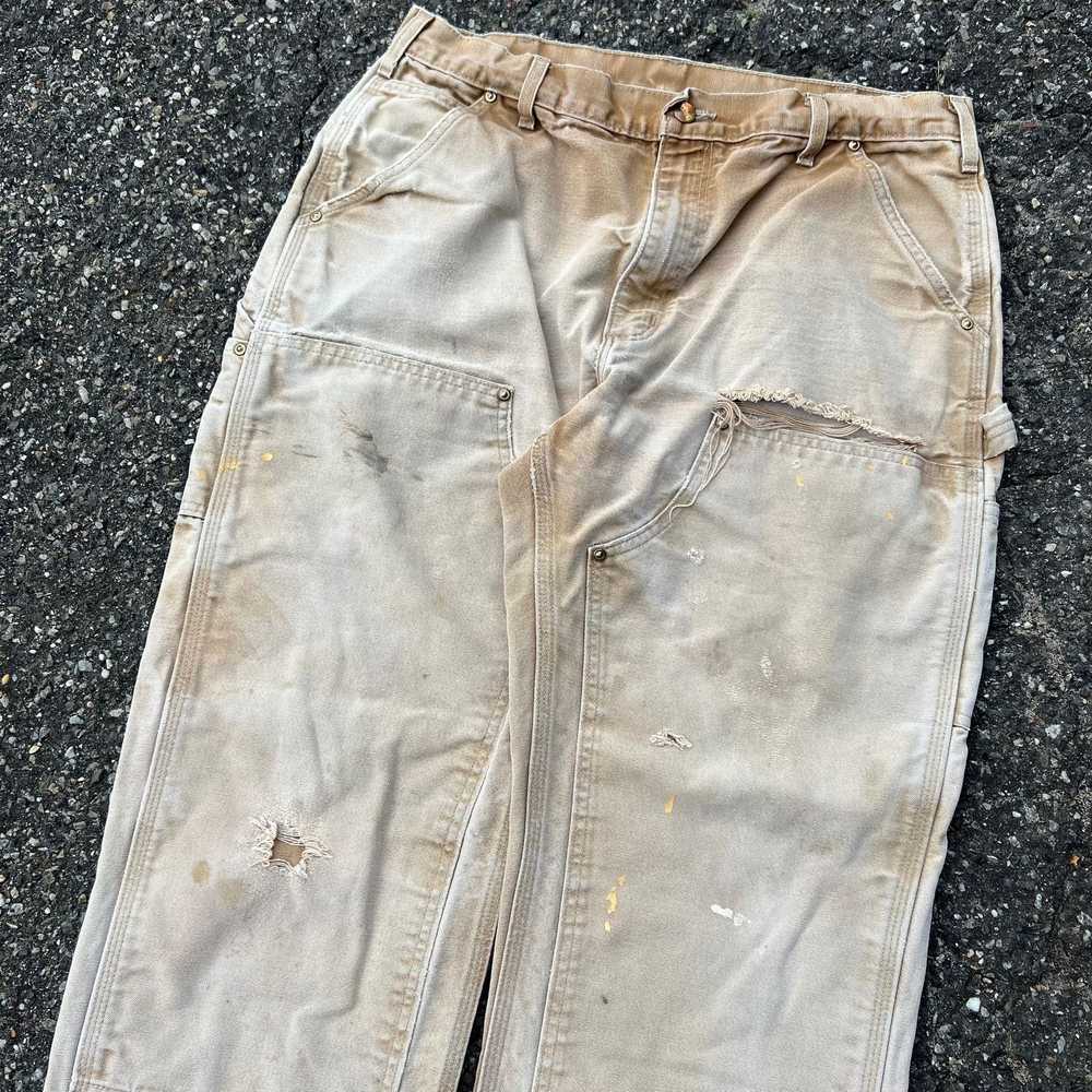 Vintage carhartt crazy faded brown double knee wo… - image 2