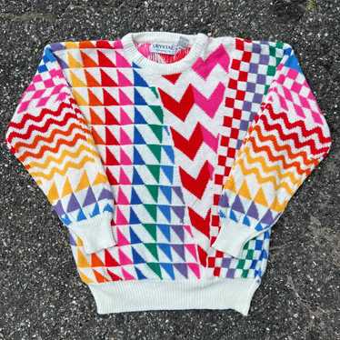 Vintage crazy pattern all over knit crewneck sweat