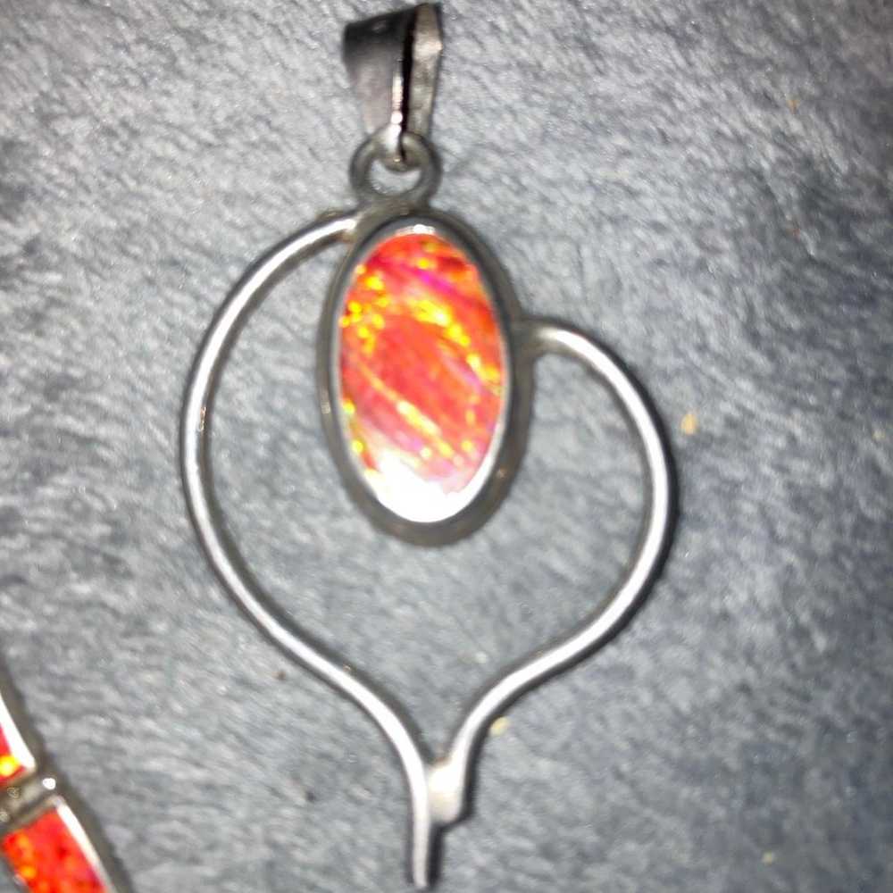 Vintage Mexican Fire Opal Pendant & 2 Bracelet Bu… - image 2