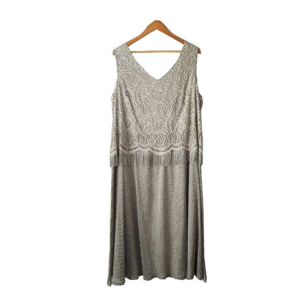 R&M Richards Gold & Taupe V-neck Gown Size Women'… - image 1