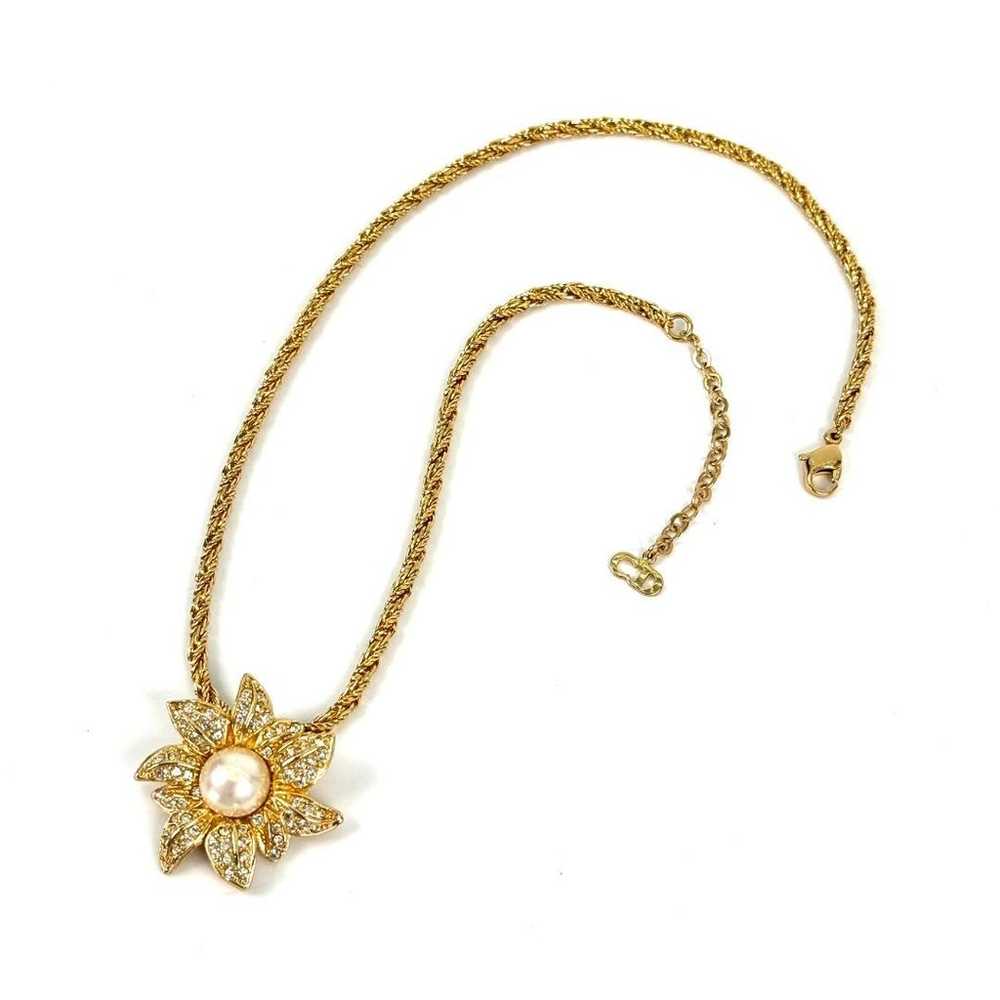 【Excellent Condition】Dior Necklace Pearl Gold Flo… - image 11