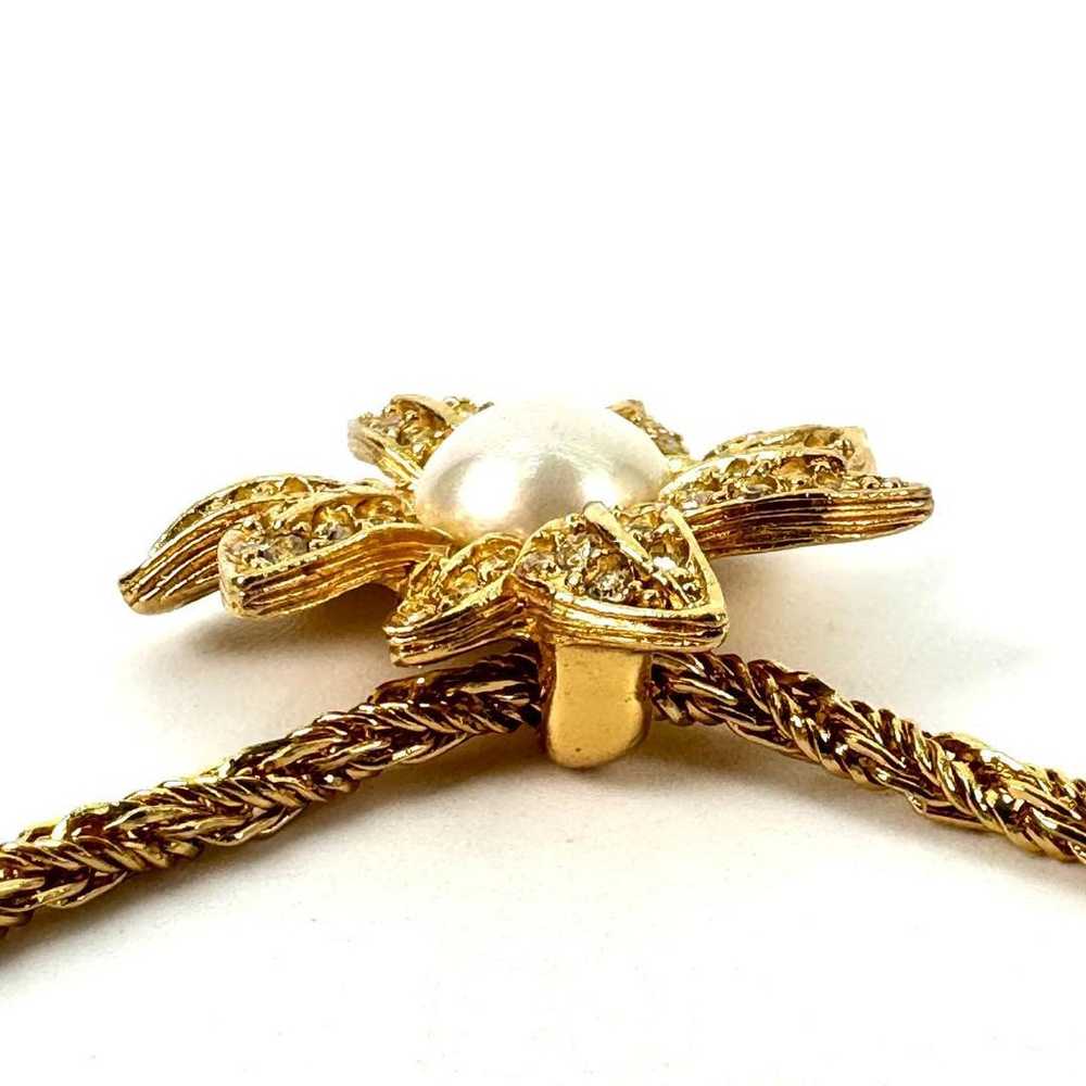 【Excellent Condition】Dior Necklace Pearl Gold Flo… - image 4