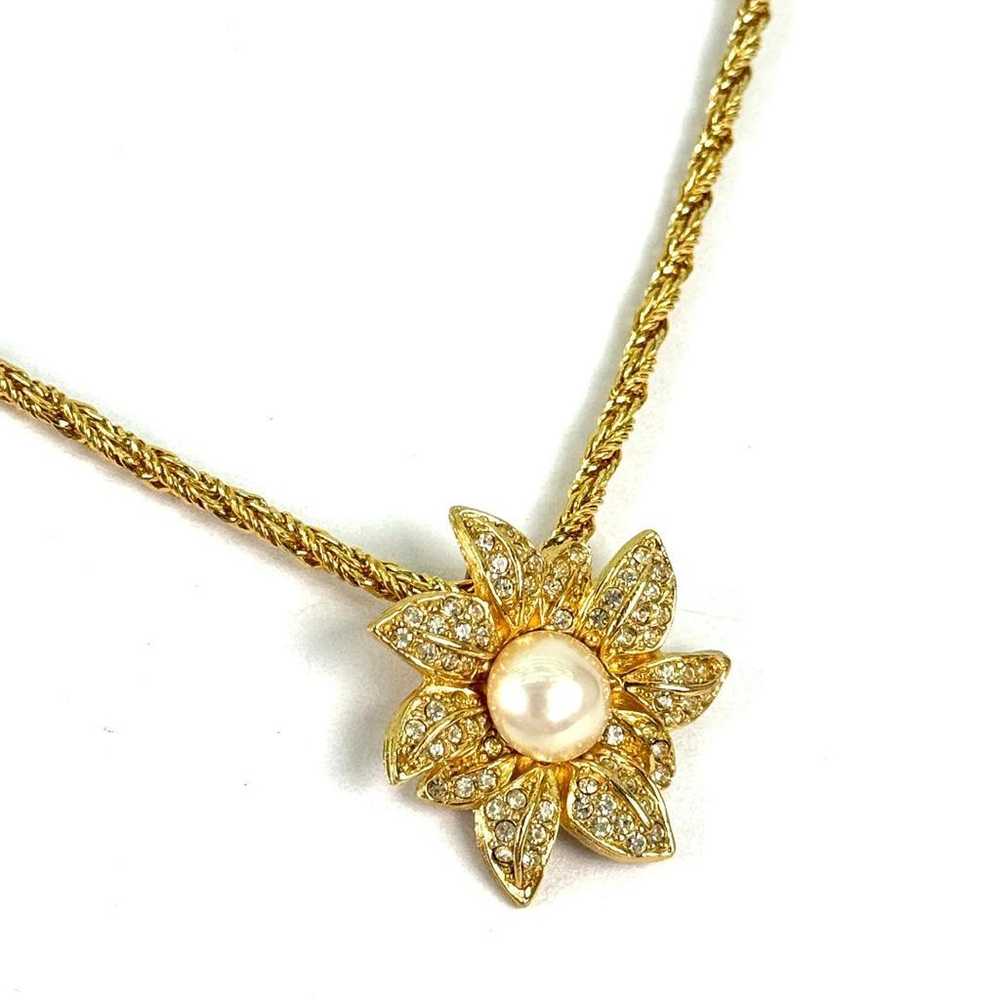 【Excellent Condition】Dior Necklace Pearl Gold Flo… - image 7