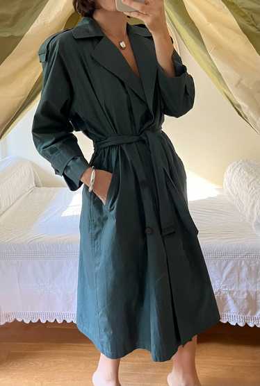 Vintage Anne Klein Forest Green Belted Trench Coat