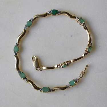 10K Gold Emerald and Diamond Bracelet - image 1