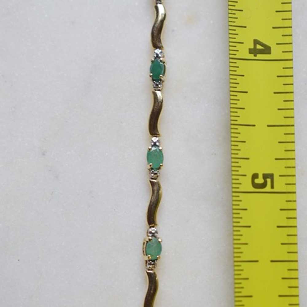 10K Gold Emerald and Diamond Bracelet - image 4