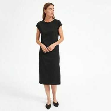 Everlane Black Luxe Cotton Side-Slit Tee Dress Sma