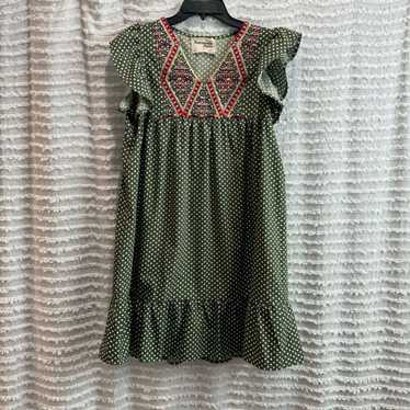 Adorable Savannah Jane Cap Sleeved Dark Green Pol… - image 1