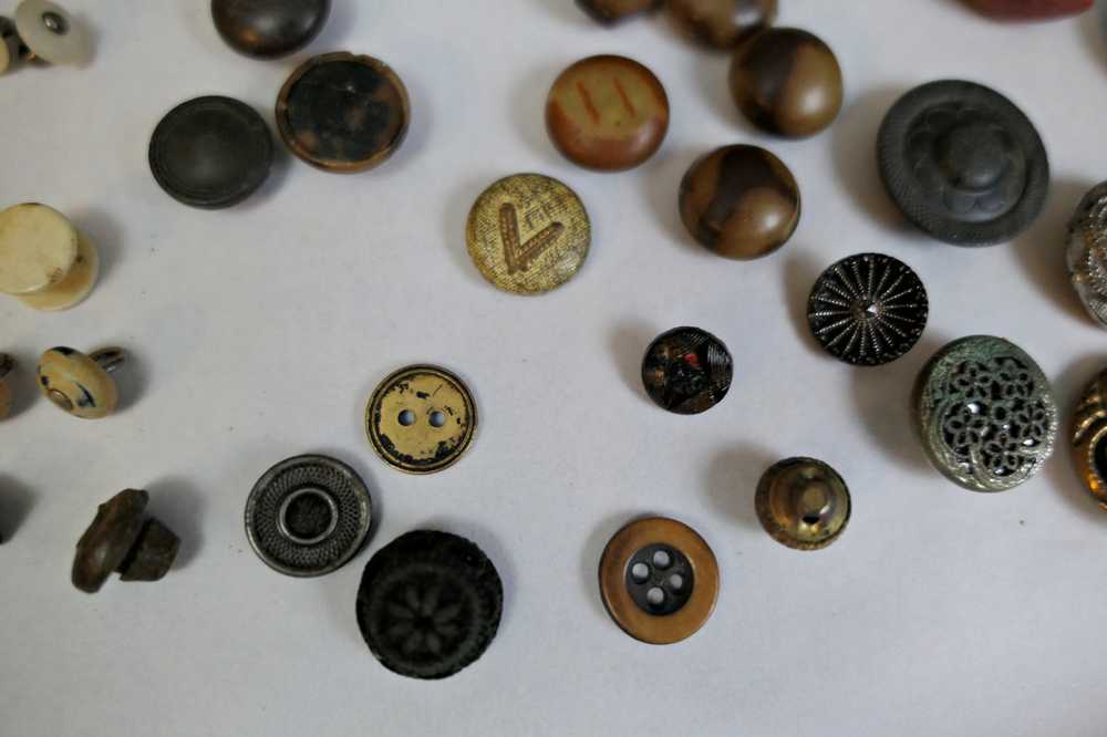 Vintage & Antique Buttons Lot Metal, Celluloid, p… - image 3