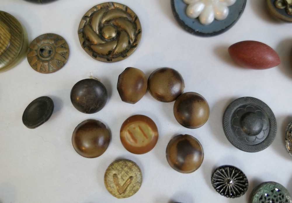 Vintage & Antique Buttons Lot Metal, Celluloid, p… - image 5