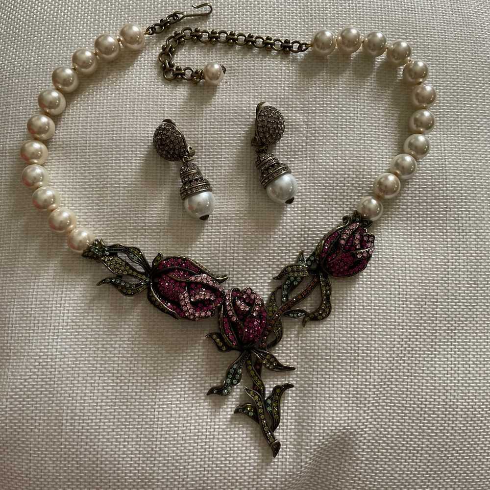 Heidi Daus "Climbing Rose Necklace, Earrings - image 2