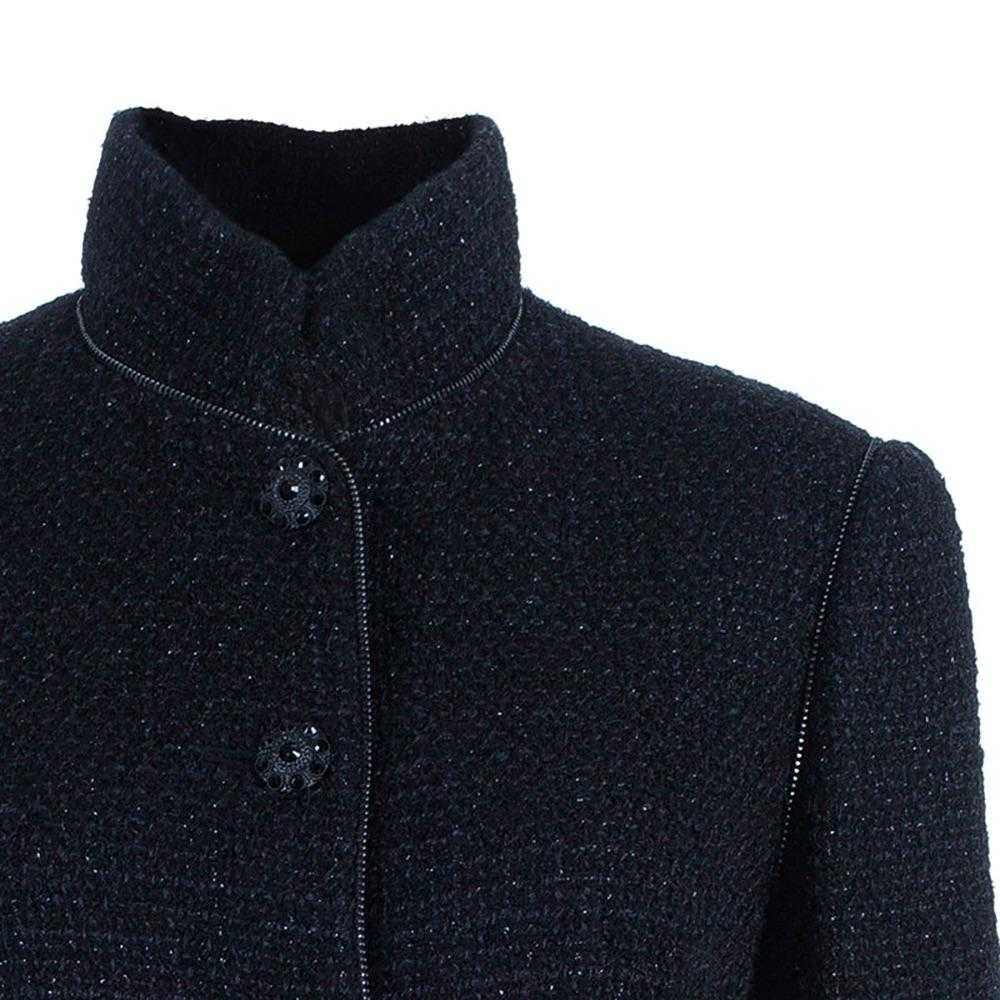 Product Details Chanel Black High Neck Tweed Jack… - image 5