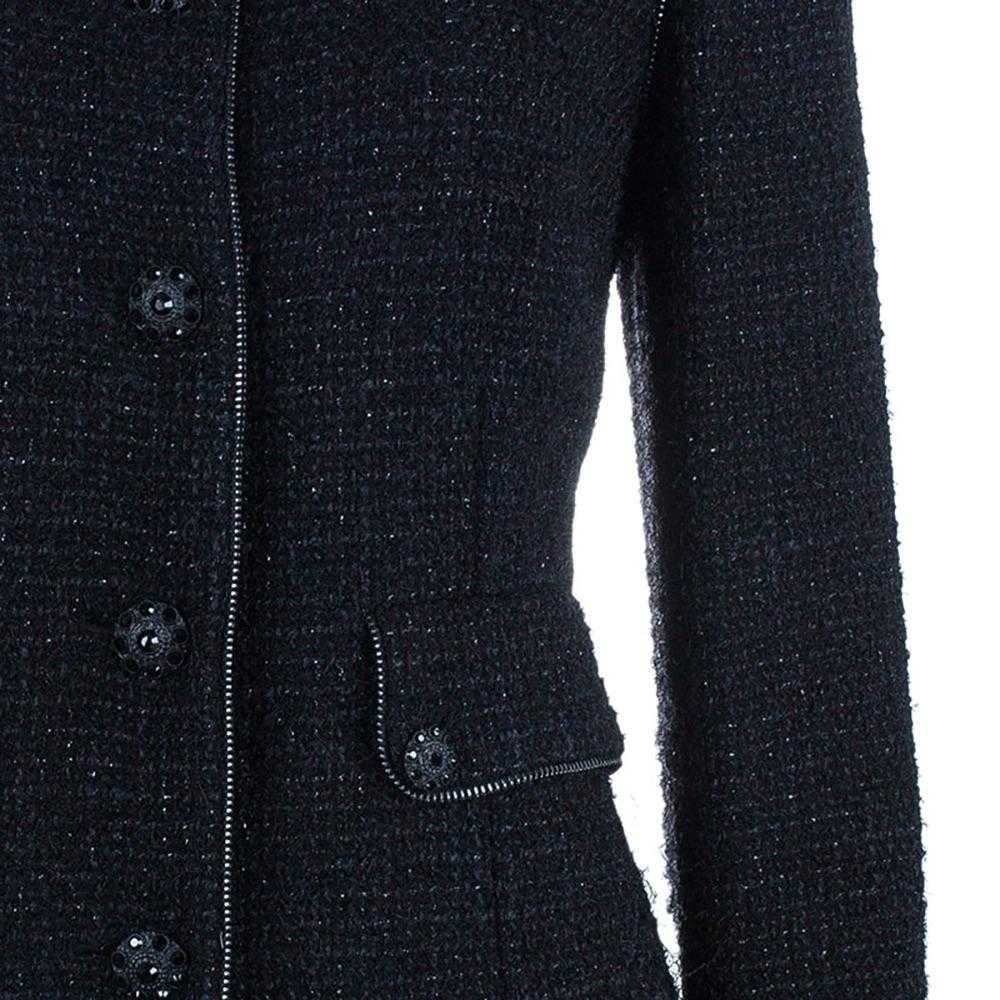 Product Details Chanel Black High Neck Tweed Jack… - image 8