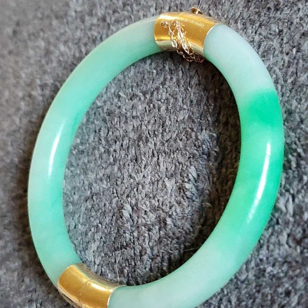 14k gold and jade bangle bracelet. - image 10