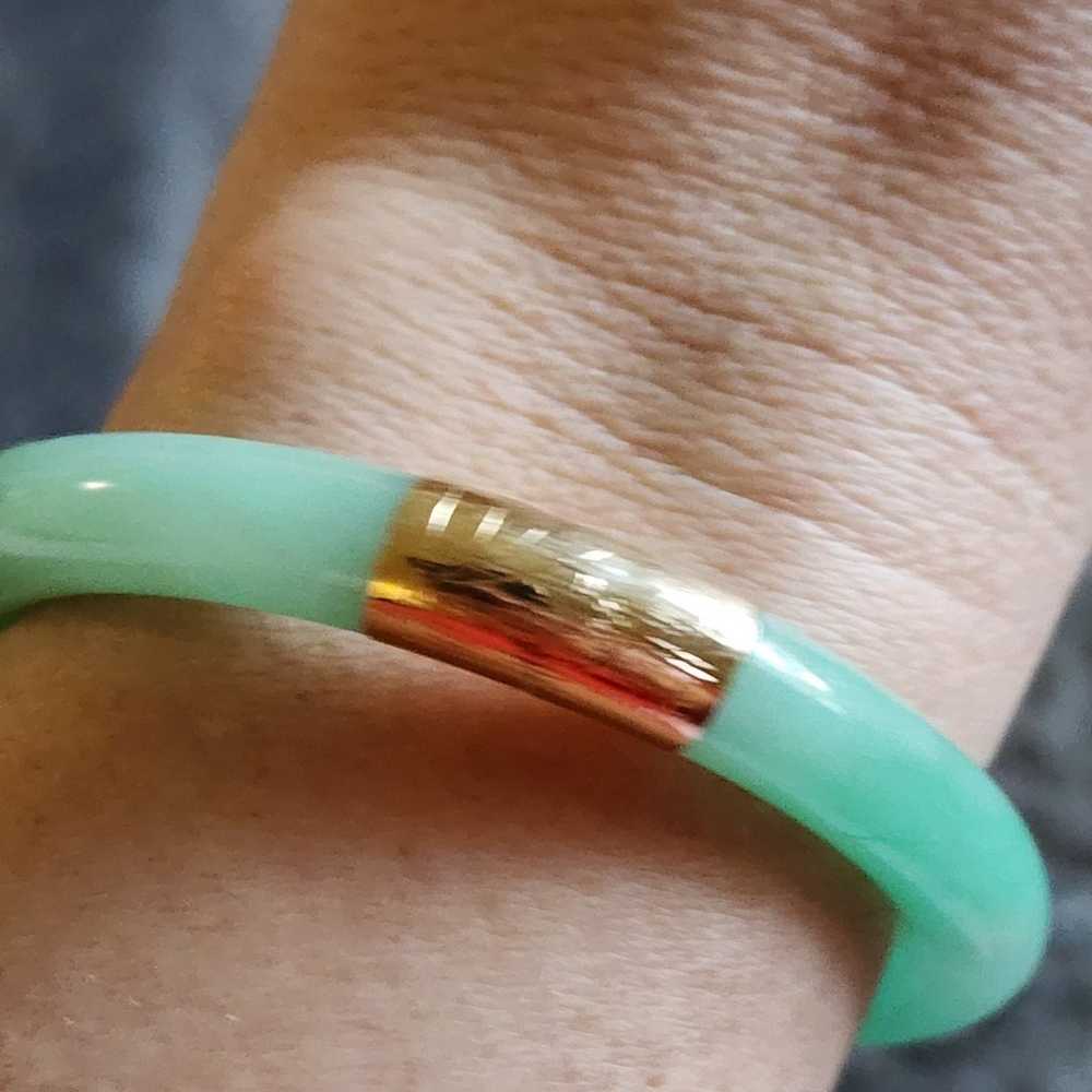 14k gold and jade bangle bracelet. - image 11