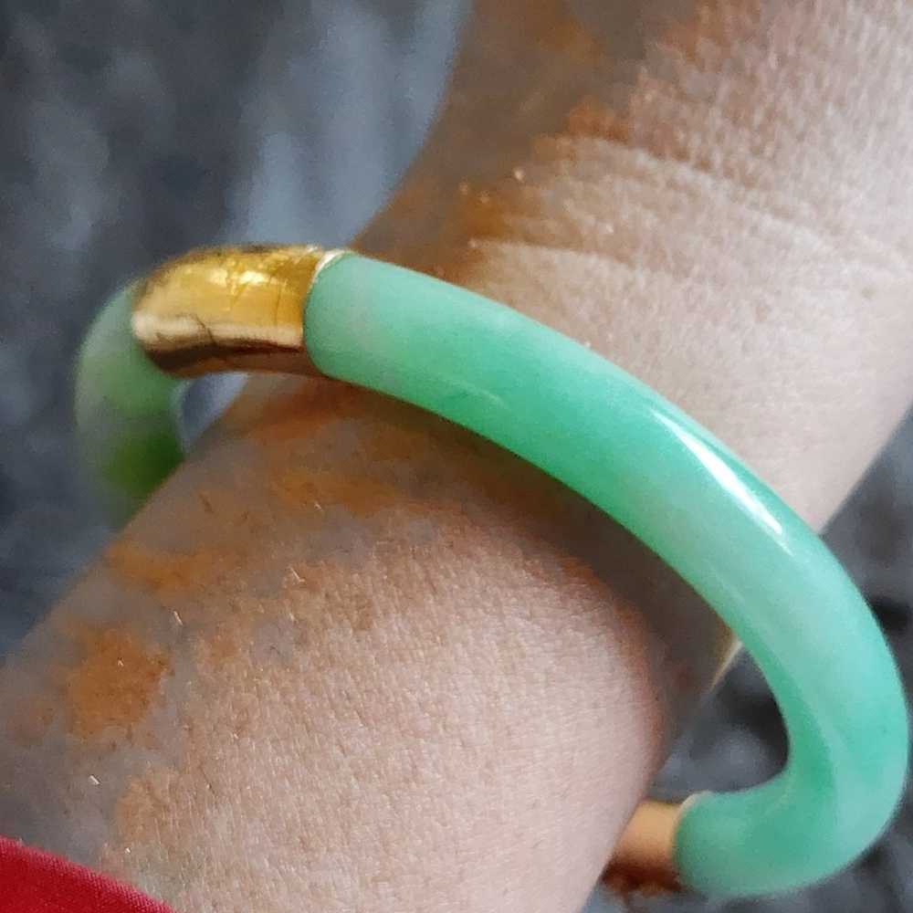 14k gold and jade bangle bracelet. - image 5