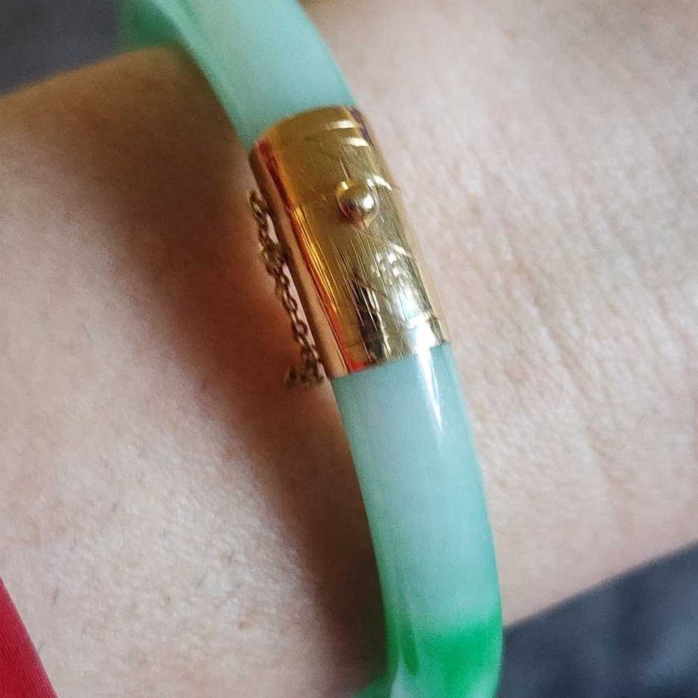 14k gold and jade bangle bracelet. - image 6