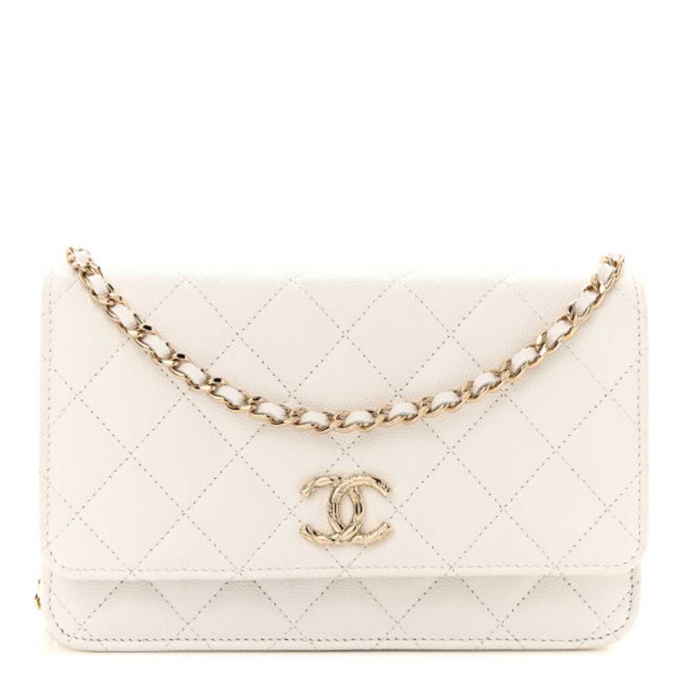 CHANEL Caviar Quilted Wallet on Chain WOC White - image 1