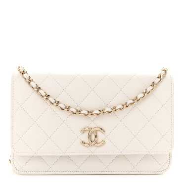 CHANEL Caviar Quilted Wallet on Chain WOC White - image 1