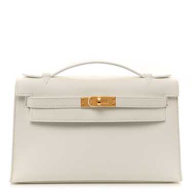 HERMES Swift Kelly Pochette Clutch White