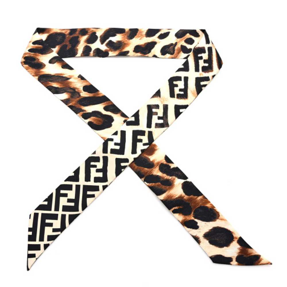 FENDI Silk Leopard Printed Wrappy Bandeau Multico… - image 1