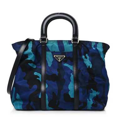 PRADA Tessuto Nylon Camouflage Tote Royal Blue