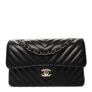 CHANEL Caviar Chevron Quilted Small Double Flap B… - image 1