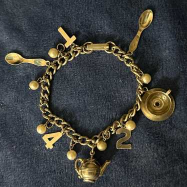 1950’s Vintage “T 4 2”Charm Bracelet Tea time Cha… - image 1