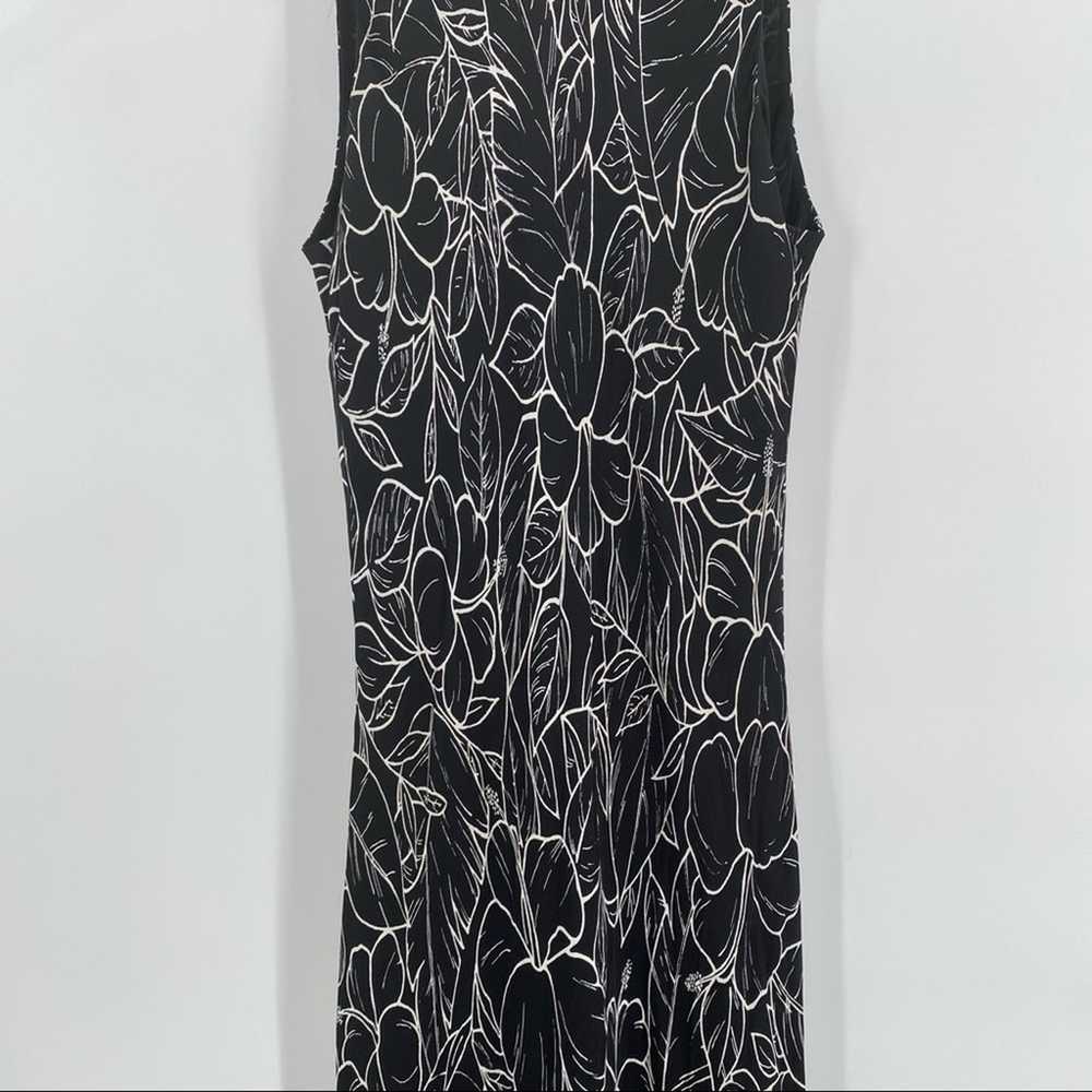 Black white silk Hawaiian print lined dress Laure… - image 3