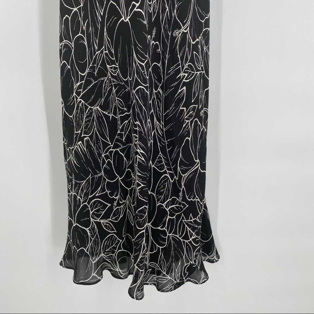 Black white silk Hawaiian print lined dress Laure… - image 4