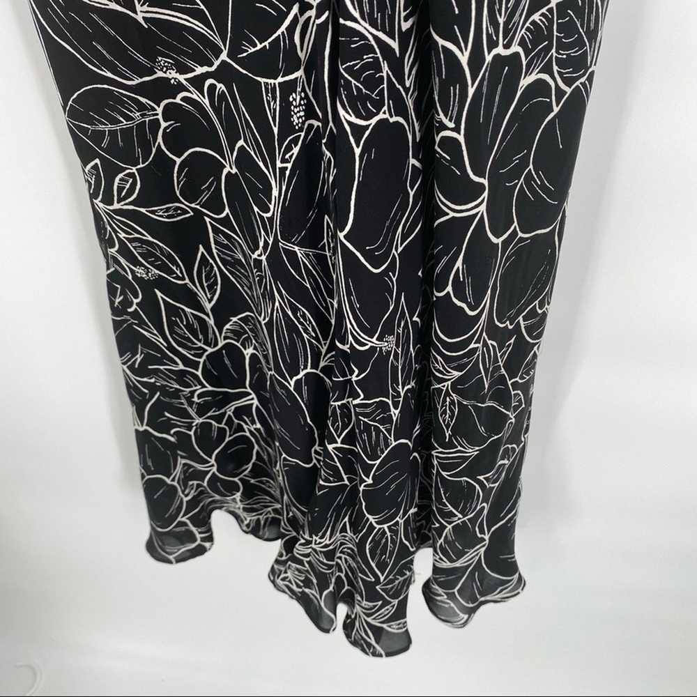 Black white silk Hawaiian print lined dress Laure… - image 7