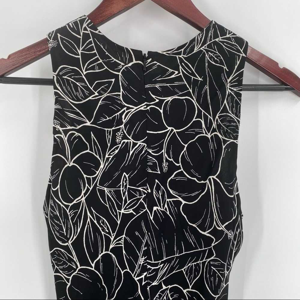 Black white silk Hawaiian print lined dress Laure… - image 8