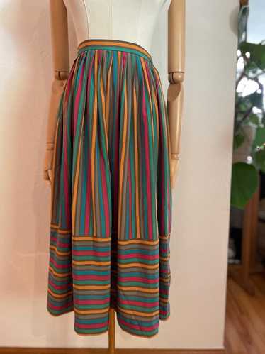 Liz Claiborne 1970's Colorful Striped Midi Skirt (