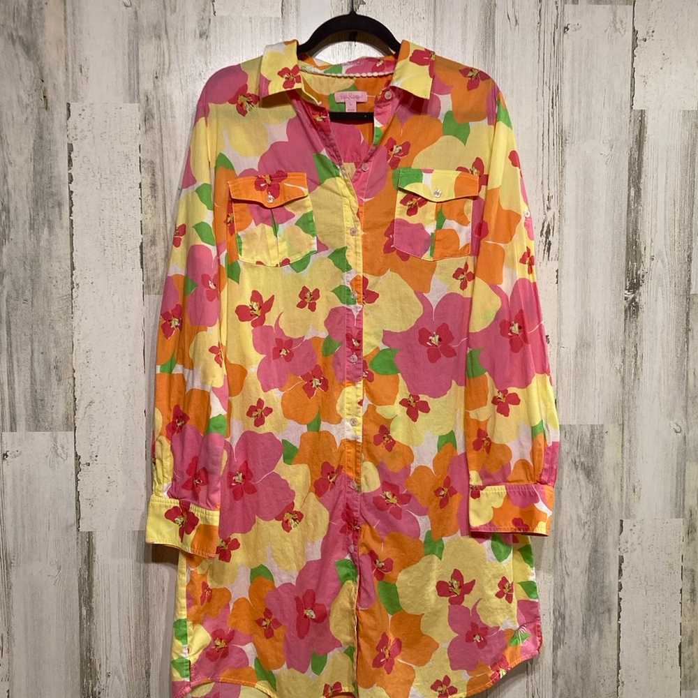 Lilly Pulitzer Bright Multicolor Collared Shirt M… - image 1