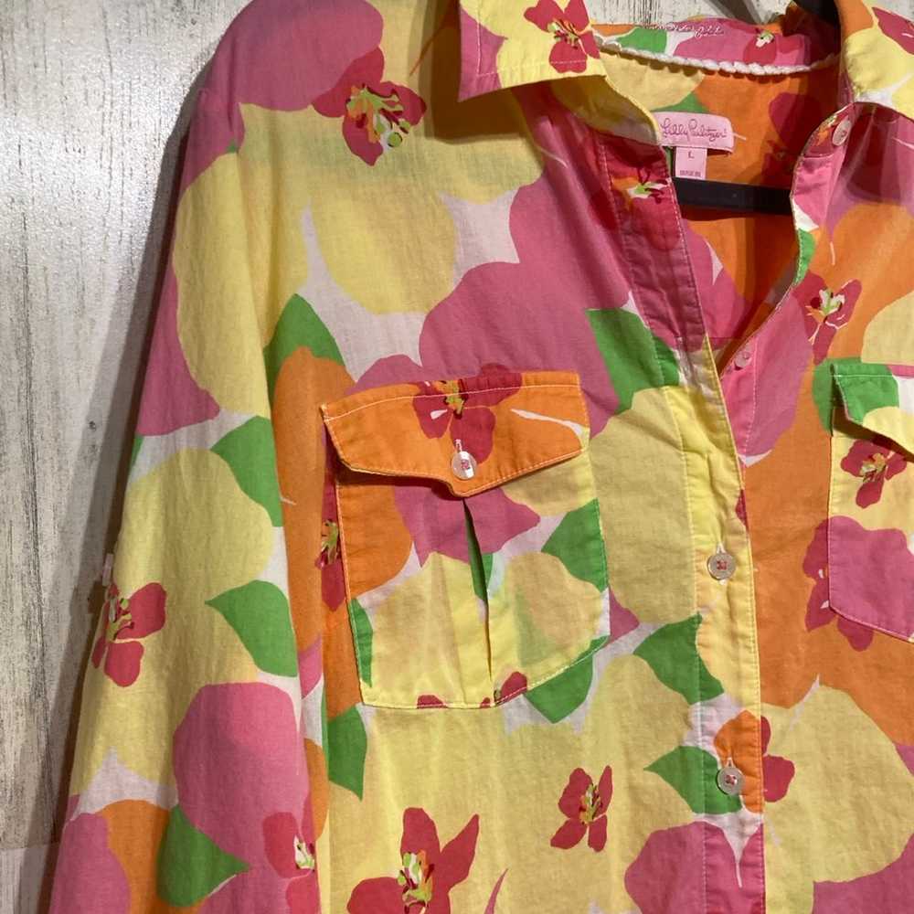 Lilly Pulitzer Bright Multicolor Collared Shirt M… - image 2