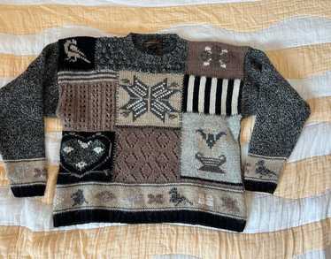 Eddie Bauer WOOL PATCHWORK KNITTED SWEATER (S) |… - image 1