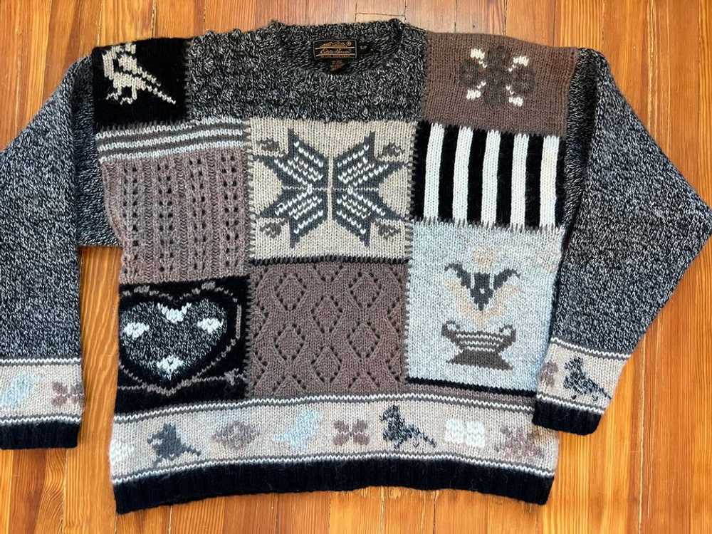 Eddie Bauer WOOL PATCHWORK KNITTED SWEATER (S) |… - image 2