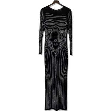 Black & Silver Evening Gown, Size L - image 1