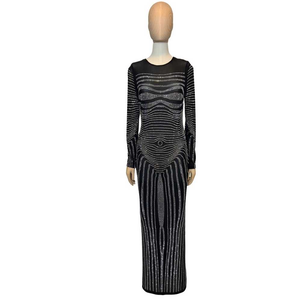 Black & Silver Evening Gown, Size L - image 3