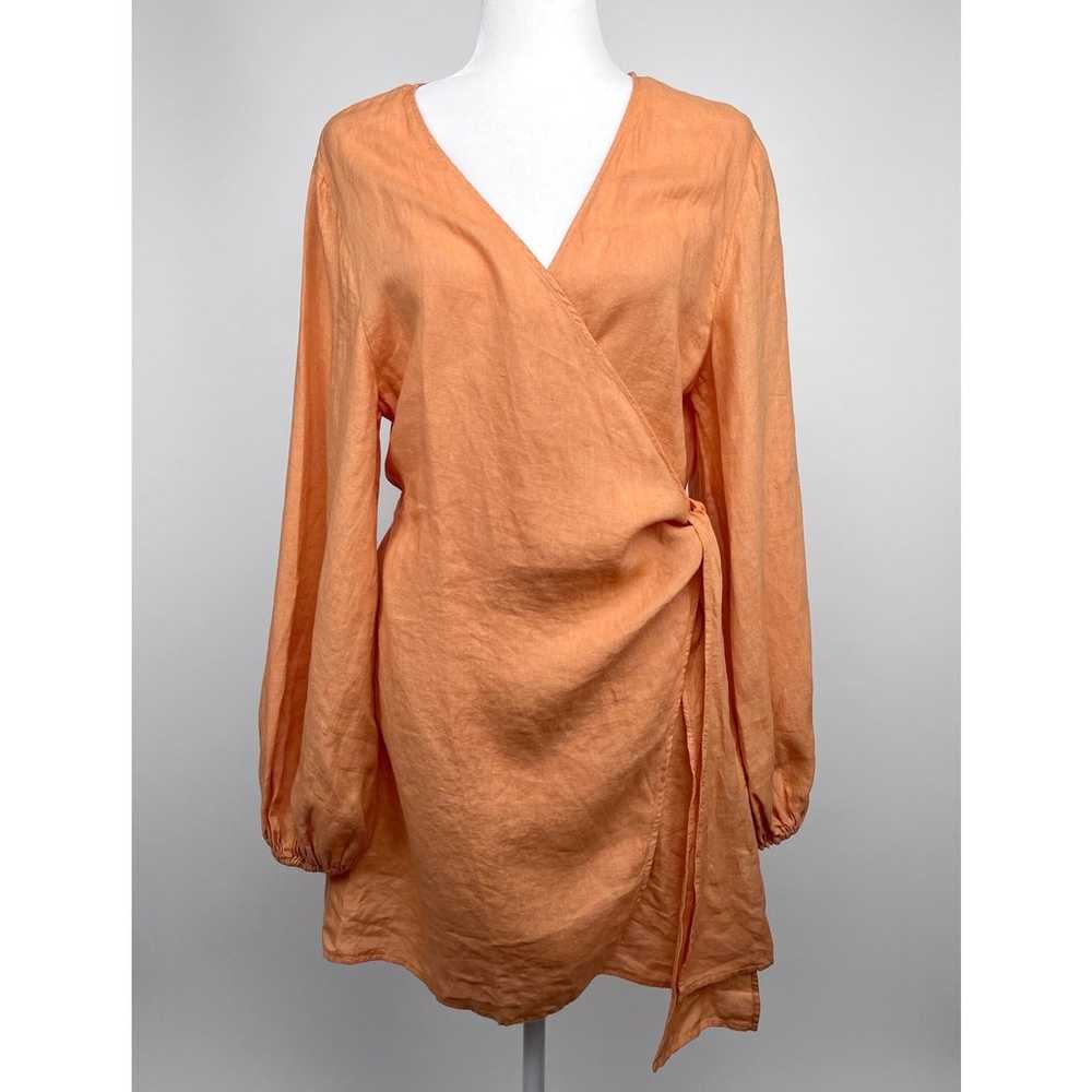 Manebi 100% Linen Biarritz Wrap Dress Orange NWT … - image 2