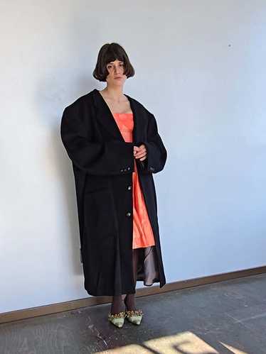 Vintage Heavy Wool Oversized Coat - Black