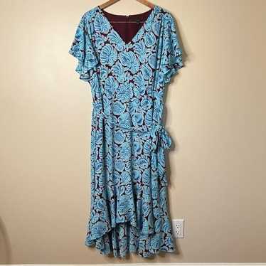 J. Crew V-neck flutter-hem dress in aqua paisley