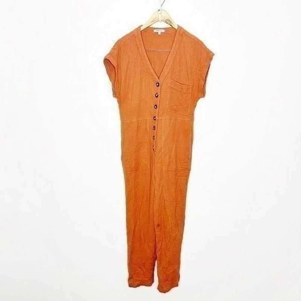 MADEWELL Lightspun Cap-Sleeve Jumpsuit Orange cot… - image 1