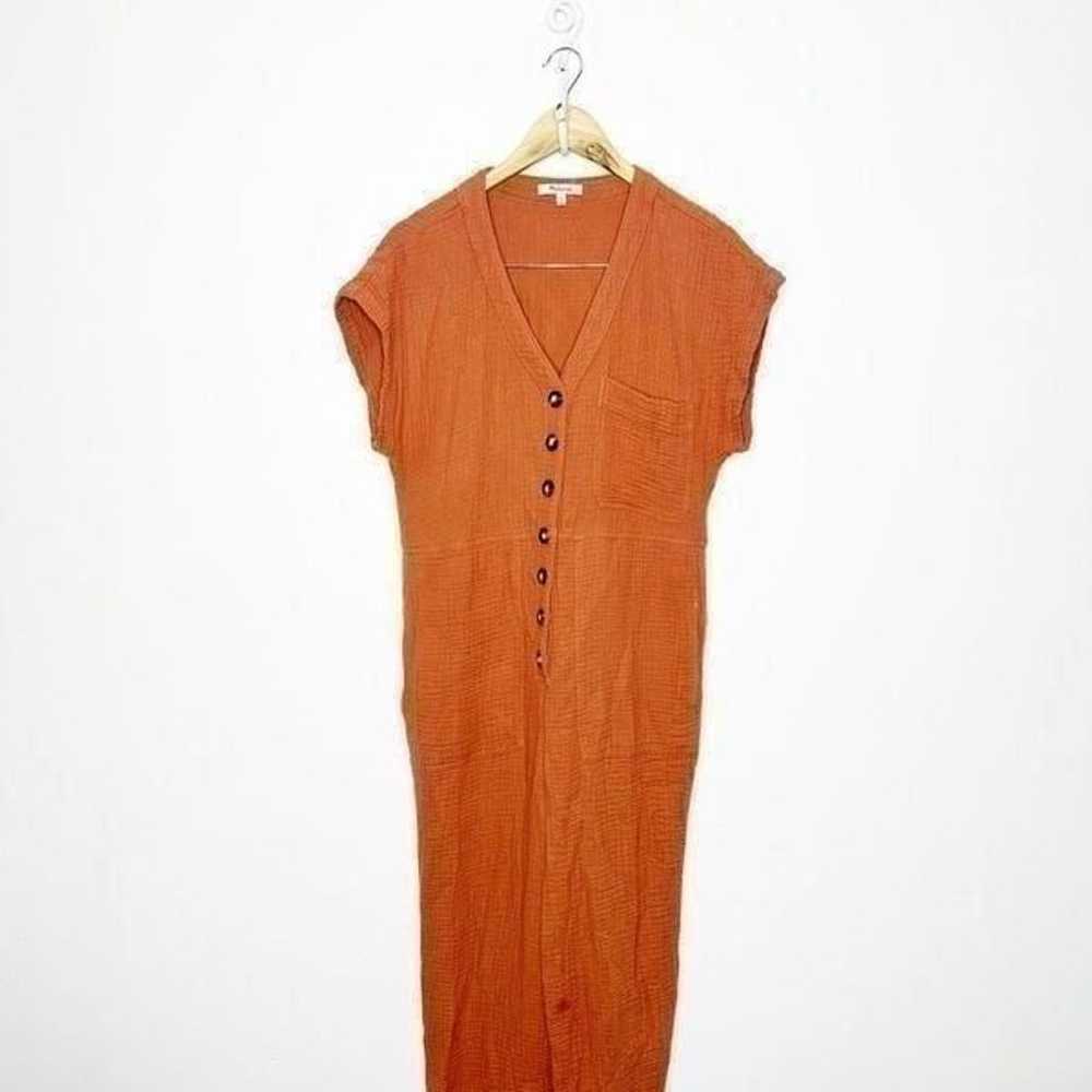 MADEWELL Lightspun Cap-Sleeve Jumpsuit Orange cot… - image 2