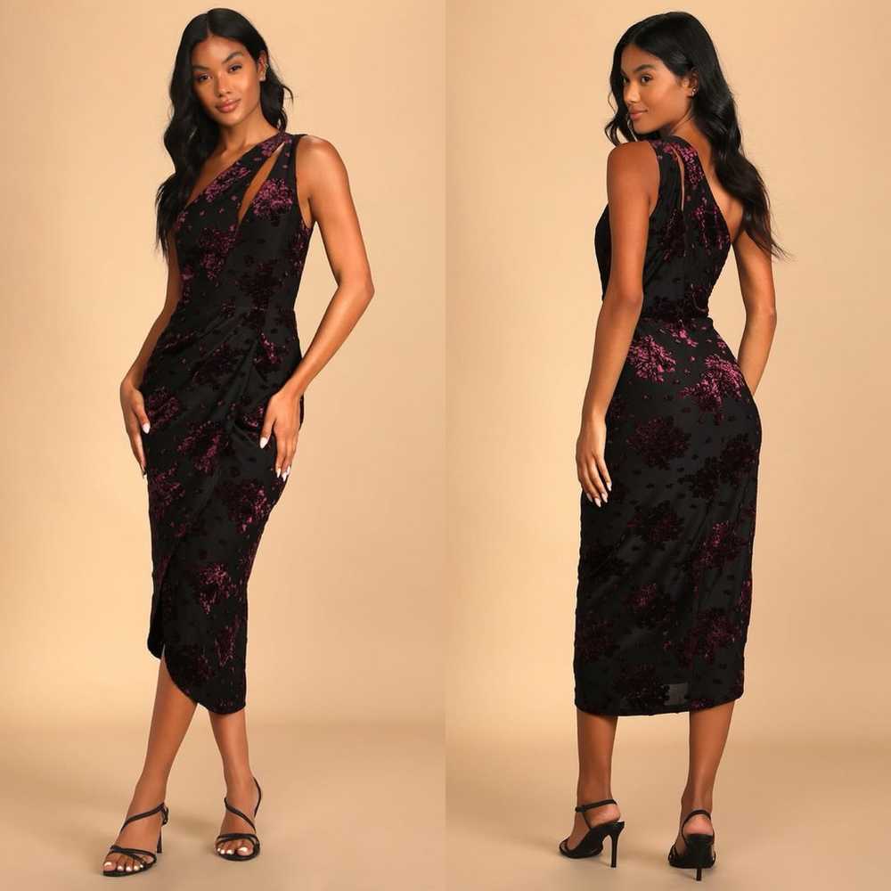 Lulus | Drinks at Dusk Black Floral Burnout Velve… - image 1