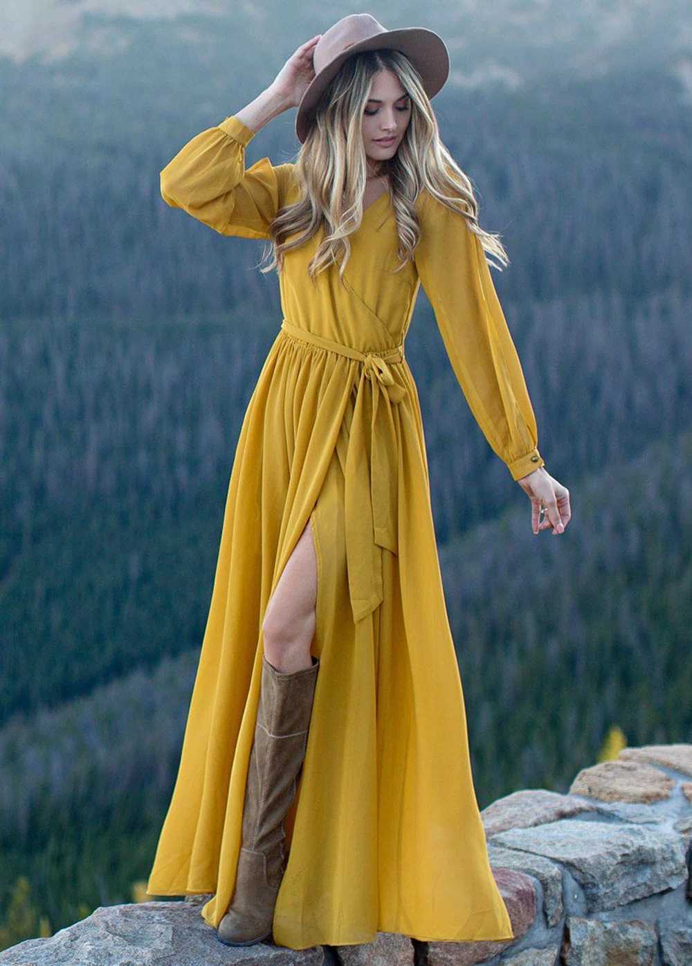 Joyfolie Aniya Dress in Mustard - image 2