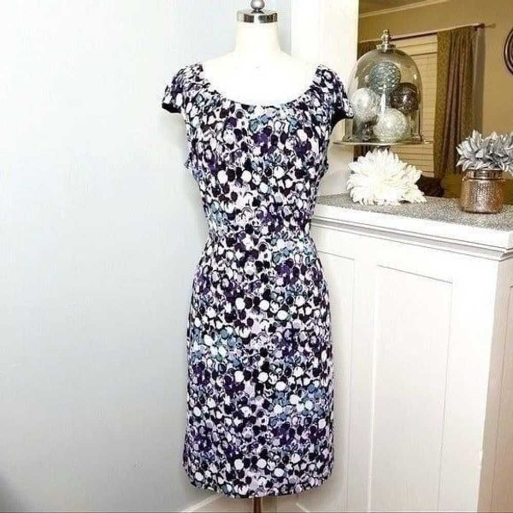 Tahari Purple Print Tie Back Shift Dress Career 1… - image 2